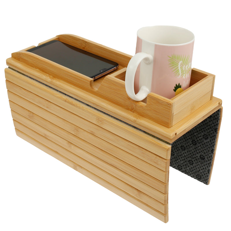 **Bamboo Bliss – 3-in-1 Multifunctional Sofa Cup Holder & Tray**