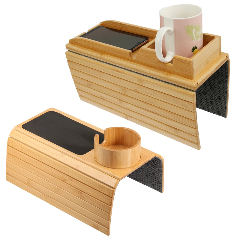 **Bamboo Bliss – 3-in-1 Multifunctional Sofa Cup Holder & Tray**