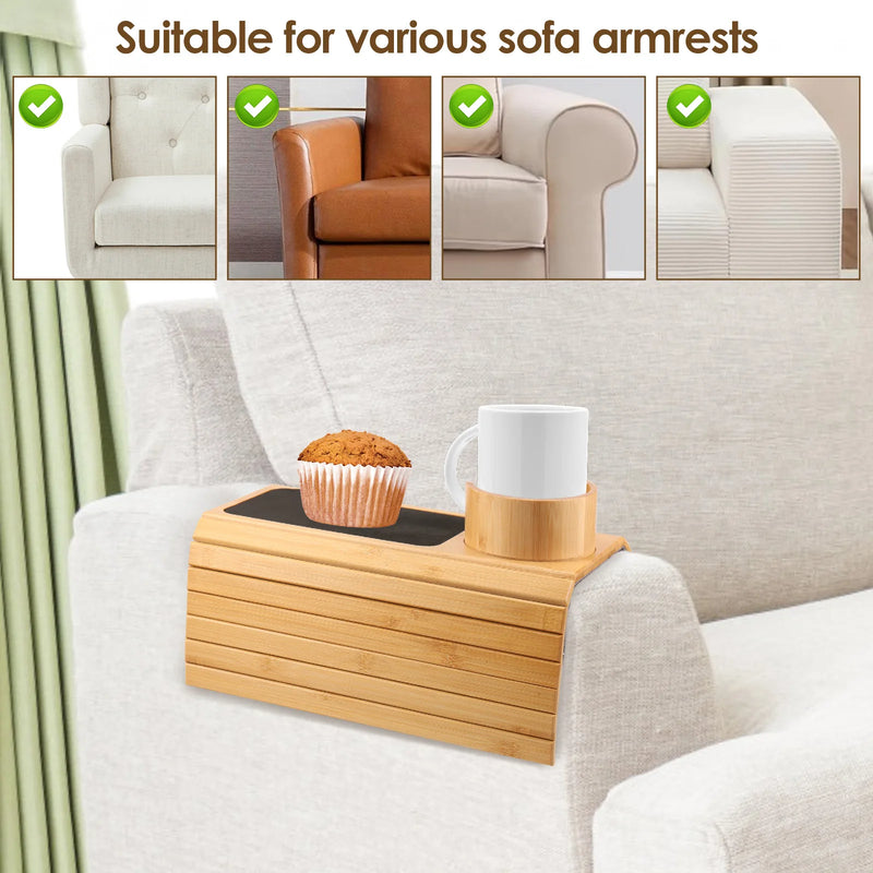 **Bamboo Bliss – 3-in-1 Multifunctional Sofa Cup Holder & Tray**